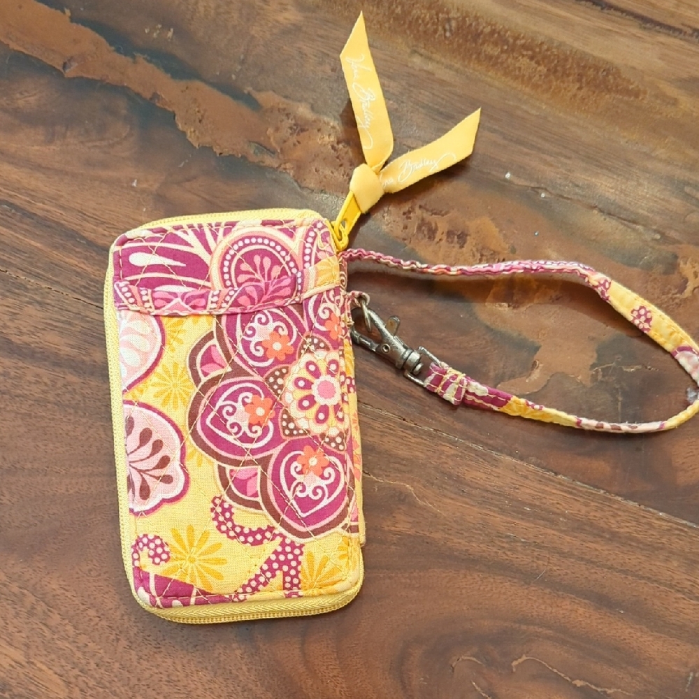 Vera Bradley Floral Yellow and Pink Wristlet Wallet